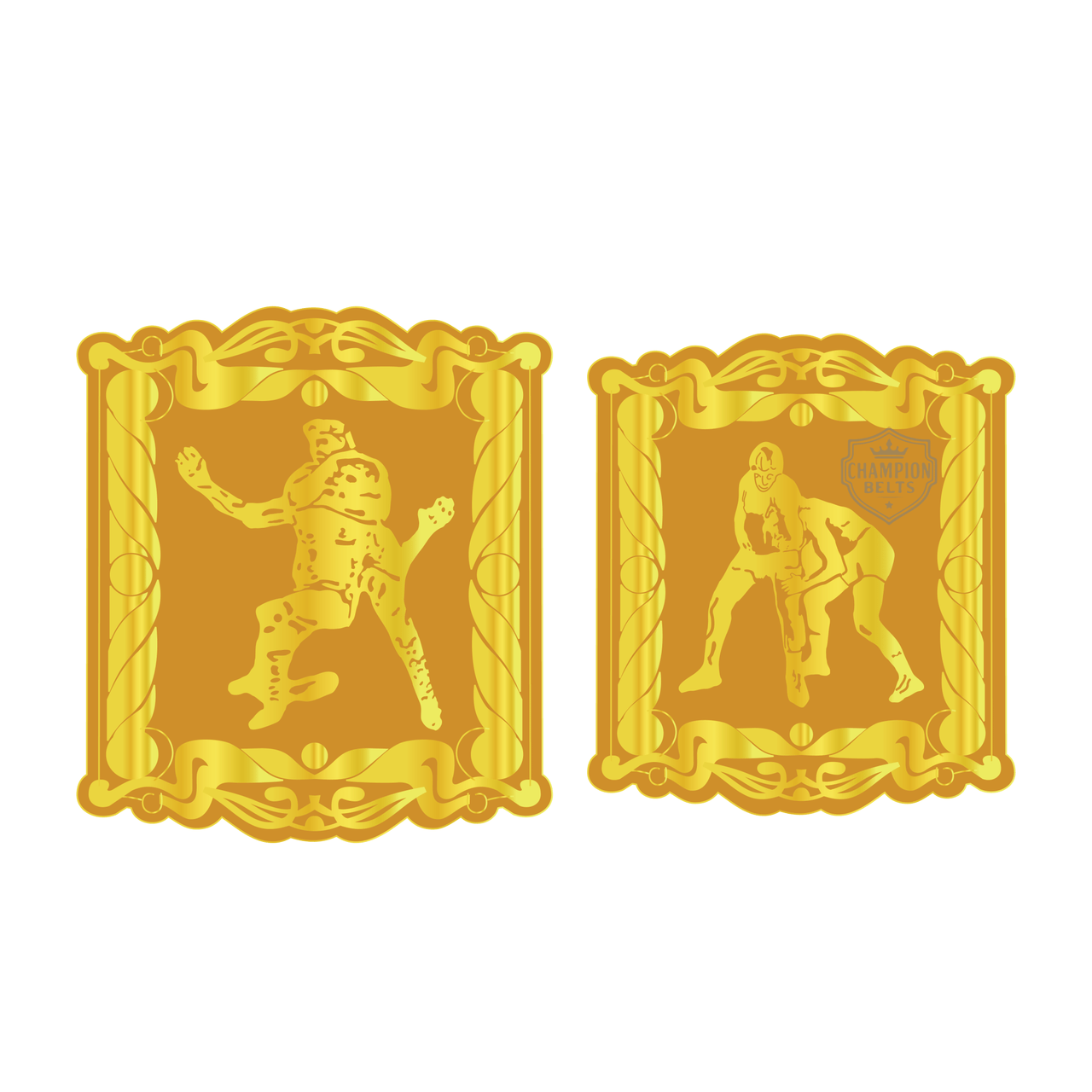 Tag Team Wrestling Champion Belt Plate – Global Gold Edition - Championship BeltschampionbeltsshopChampionship BeltsStandard - 2mm Thick Brass PaltesTag Team Wrestling Champion Belt Plate – Global Gold Edition