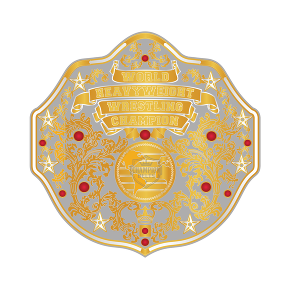 World Heavyweight Wrestling Champion Belt Plate – Silver & Gold Edition