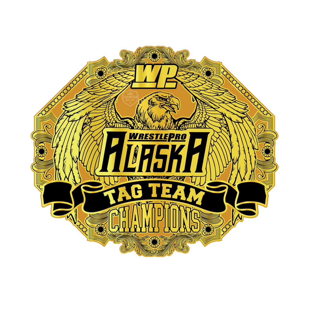 WrestlePro Alaska Tag Team Championship Belt Plate – Gold Edition - Championship BeltschampionbeltsshopChampionship BeltsStandardWrestlePro Alaska Tag Team Championship Belt Plate – Gold Edition